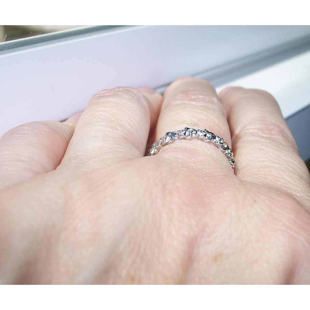 Hawaiian Plumeria Flower Eternity Band Ring 4.2 mm 925 Sterling Silver - Picture 7 of 16